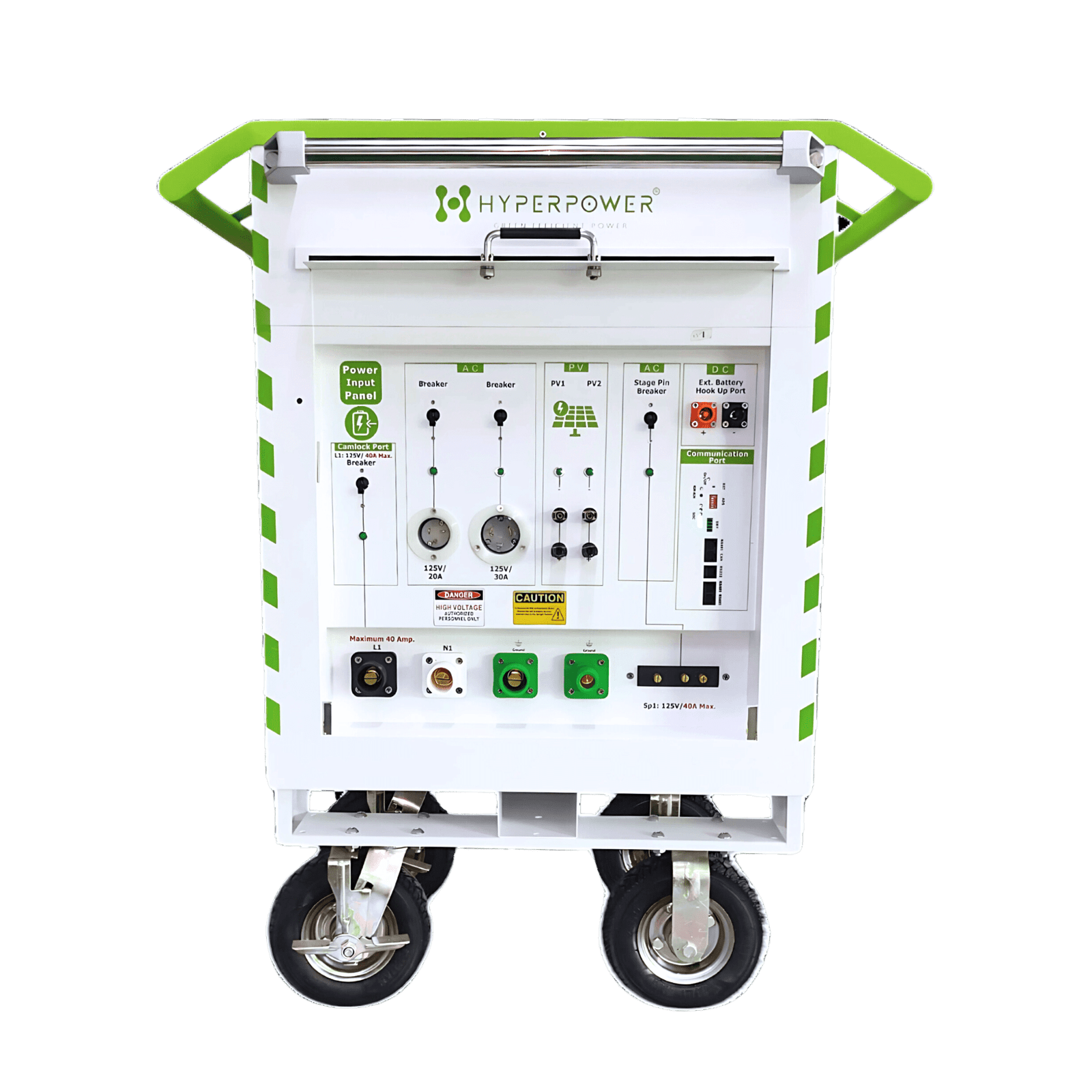 EcoVault 55 Portable Power for Film Productions with Camlock and StagePin connectors.