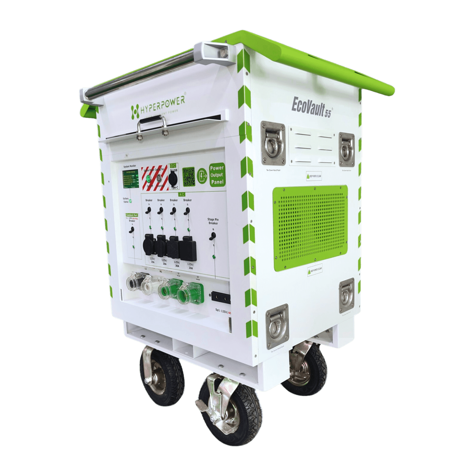 EcoVault 55 Hybrid Power Solution with Camlock and StagePin connectors for seamless energy delivery