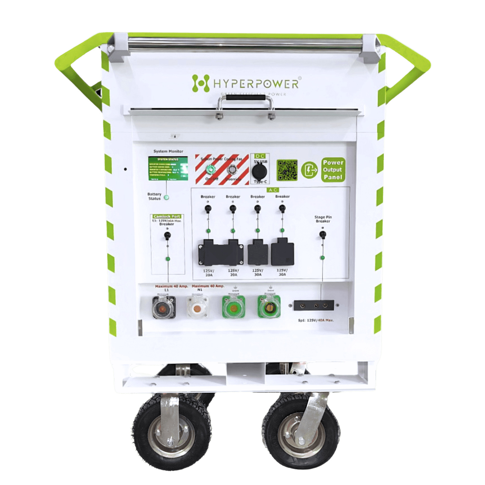 EcoVault 5050CL+SP exposed output panel – hybrid Camlock and Stage Pin connectors