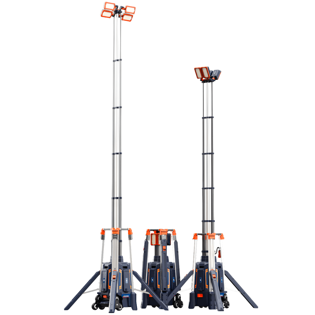 HP-500 light tower supporting both battery power and direct AC driver connection