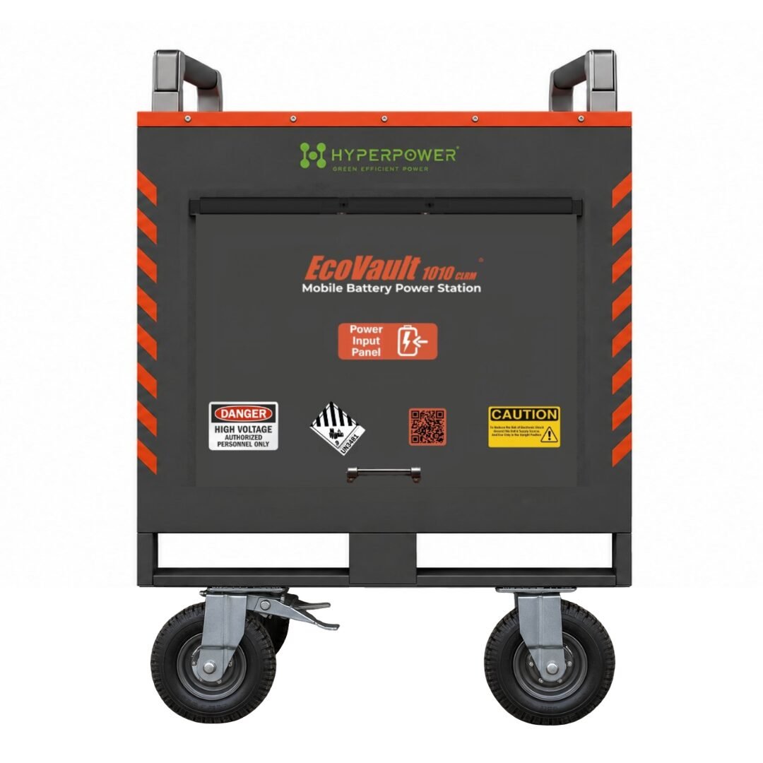 HyperPower EcoVault Series featuring the EcoVault 1010 6th Generation and EcoVault APU-10K expandable battery pack for scalable mobile energy storage.